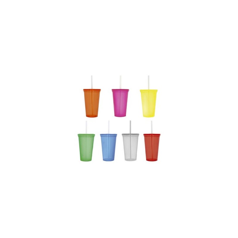 VASO PLASTICO CON TAPA, POPOTE. CAP. 500  ml
