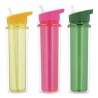 Cilindro de plástico de doble pared con popote y boquilla