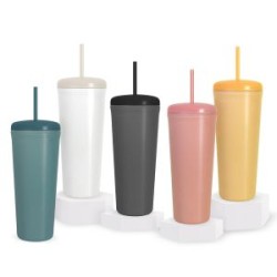 Vaso doble pared de plástico de 22 oz