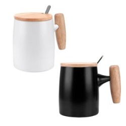 TAZA DE PORCELANA CON TAPA 11 oz