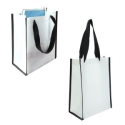 BOLSA  ECOLOGICA DE R-PET COSIDA Y CON ASAS DE TELA DE 130 GR/M2.