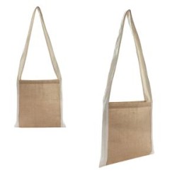 BOLSA DE YUTE LAMINADA, COSIDA Y CON ASA DE MANTA PARA PECHO.