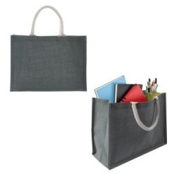 BOLSA DE YUTE LAMINADO CON UN COMPARTIMENTO Y ASAS DE ALGODÓN.