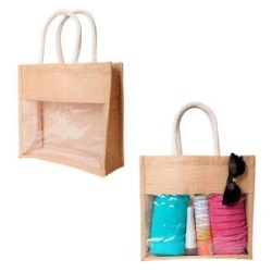 BOLSA DE YUTE CON INTERIOR LAMINADO Y ASAS DE ALGODÓN.