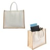 BOLSA DE YUTE LAMINADA CON FRENTE DE LONETA Y ASAS DE ALGODÓN.