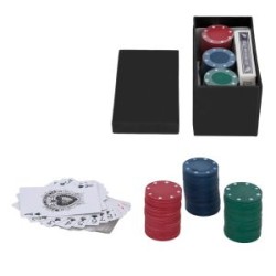Juego de poker con 1 baraja y 60 fichas de 3 colores diferentes
