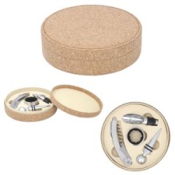 SET DE VINO CON ESTUCHE DE CORCHO