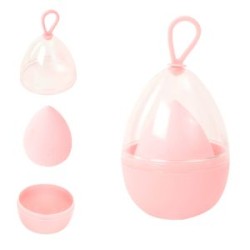 ESPONJA PARA MAQUILLAJE EN FORMA DE GOTA, CON ESTUCHE.